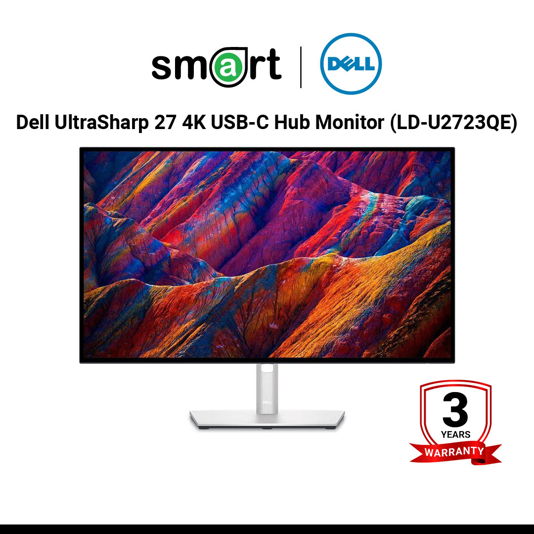 จอมอนิเตอร์  Dell UltraSharp 27 4K USB-C Hub Monitor - U2723QE, 27.0" 4K 3840x2160, InfinityEdge, VESA HDR 400, USB-C PD 90W