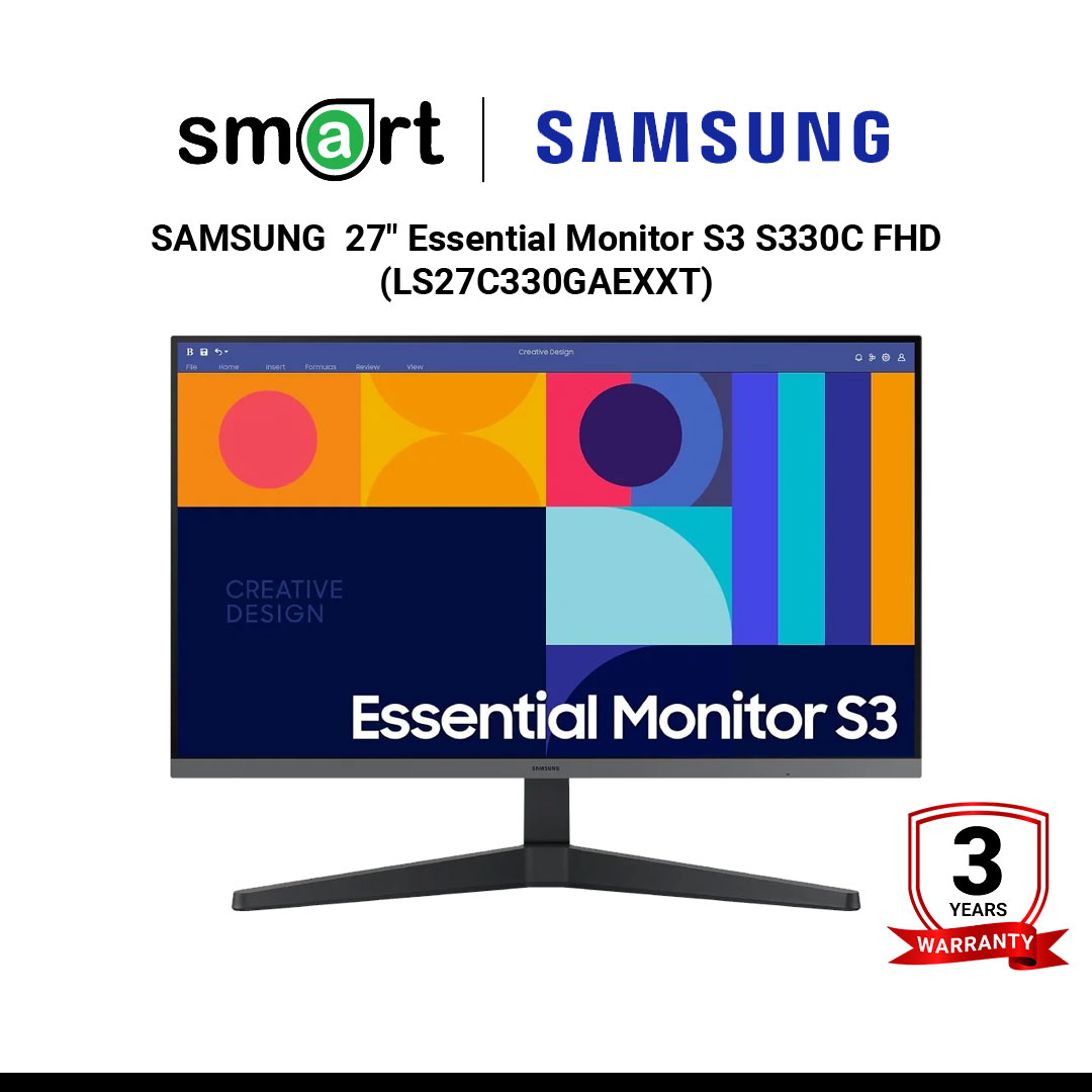 SAMSUNG  27" Essential Monitor S3 S330C FHD 100Hz (IPS, HDMI, DP) - LS27C330GAEXXT