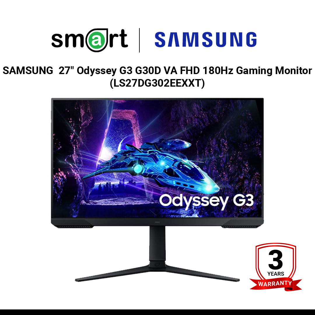 SAMSUNG  27" Odyssey G3 G30D VA FHD 180Hz AMD FREESYNC Gaming Monitor (VA, HDMI, DP) - LS27DG302EEXXT