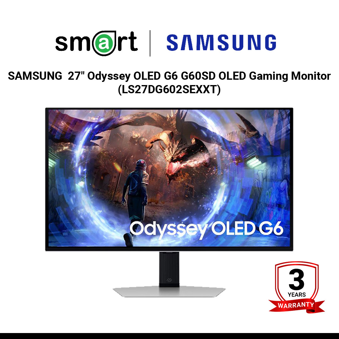 จอมอนิเตอร์  SAMSUNG&nbsp; 27" Odyssey OLED G6 G60SD OLED 2K 360Hz Gaming Monitor (OLED, HDMI, DP) - LS27DG602SEXXT