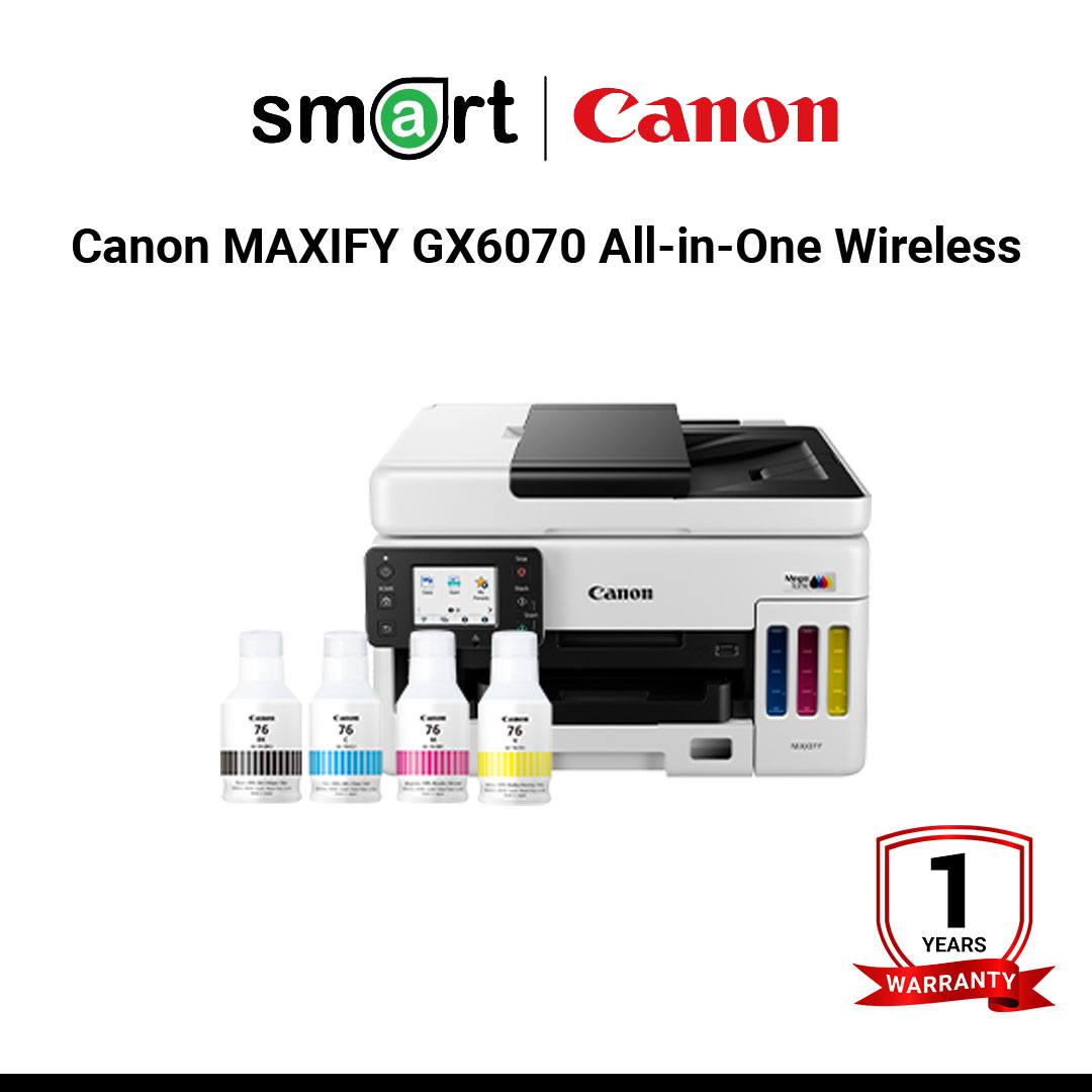 เครื่องพิมพ์อิงค์เจ็ท Canon MAXIFY GX6070 All-in-One Wireless Ink Tank (Colour)