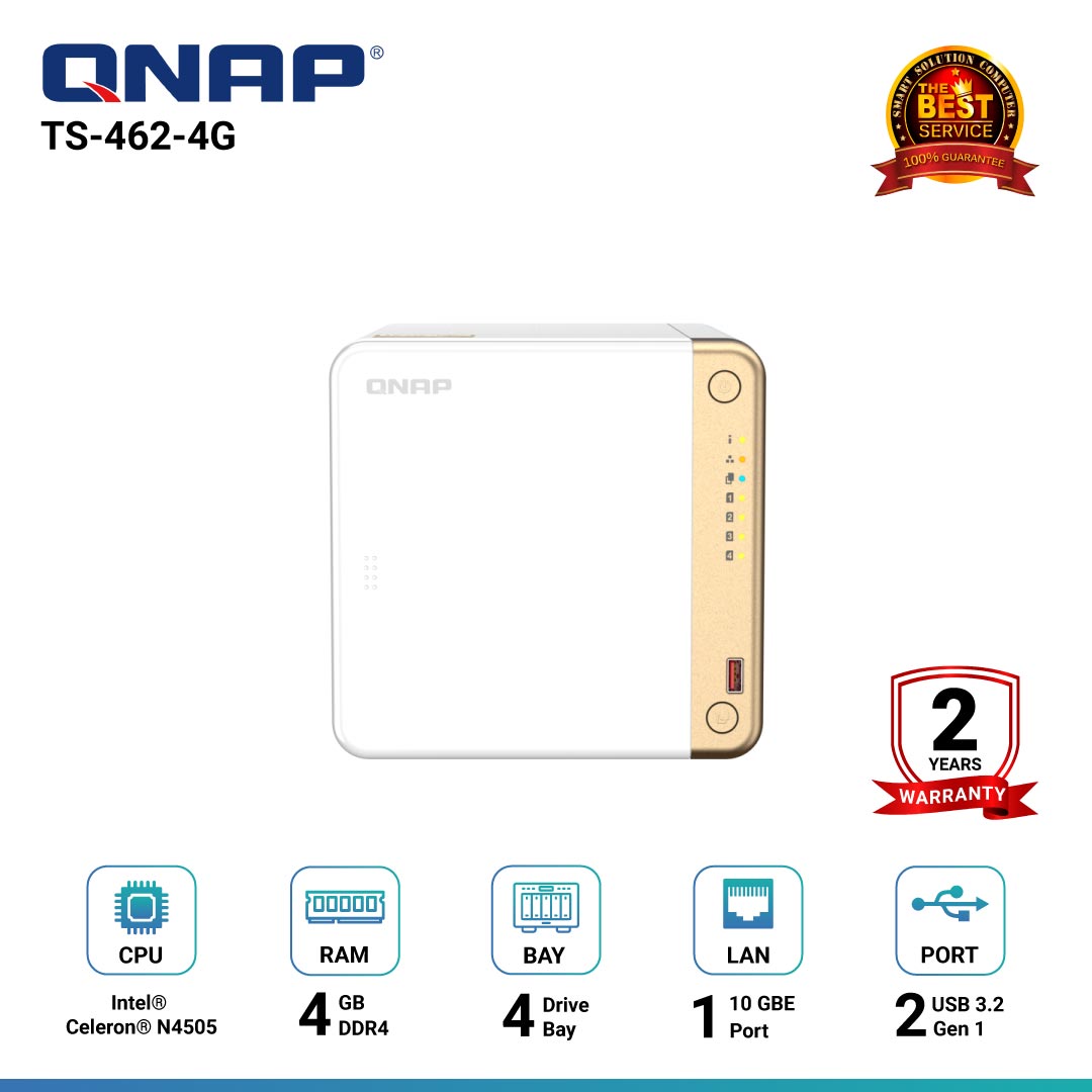 Qnap TS-462-4G 4-Bay Nas อุปกรณ์จัดเก็บข้อมูลบนเครือข่าย