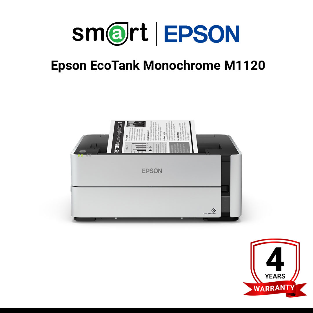 เครื่องพิมพ์อิงค์เจ็ท Epson EcoTank Monochrome M1120 Wi-Fi Ink Tank Printer (ขาว-ดำ)