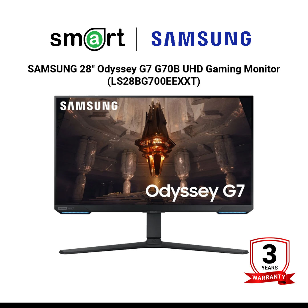 SAMSUNG  28" Odyssey G7 G70B UHD 4K 144Hz Gaming Monitor (IPS, HDMI, DP, SPK) - LS28BG700EEXXT