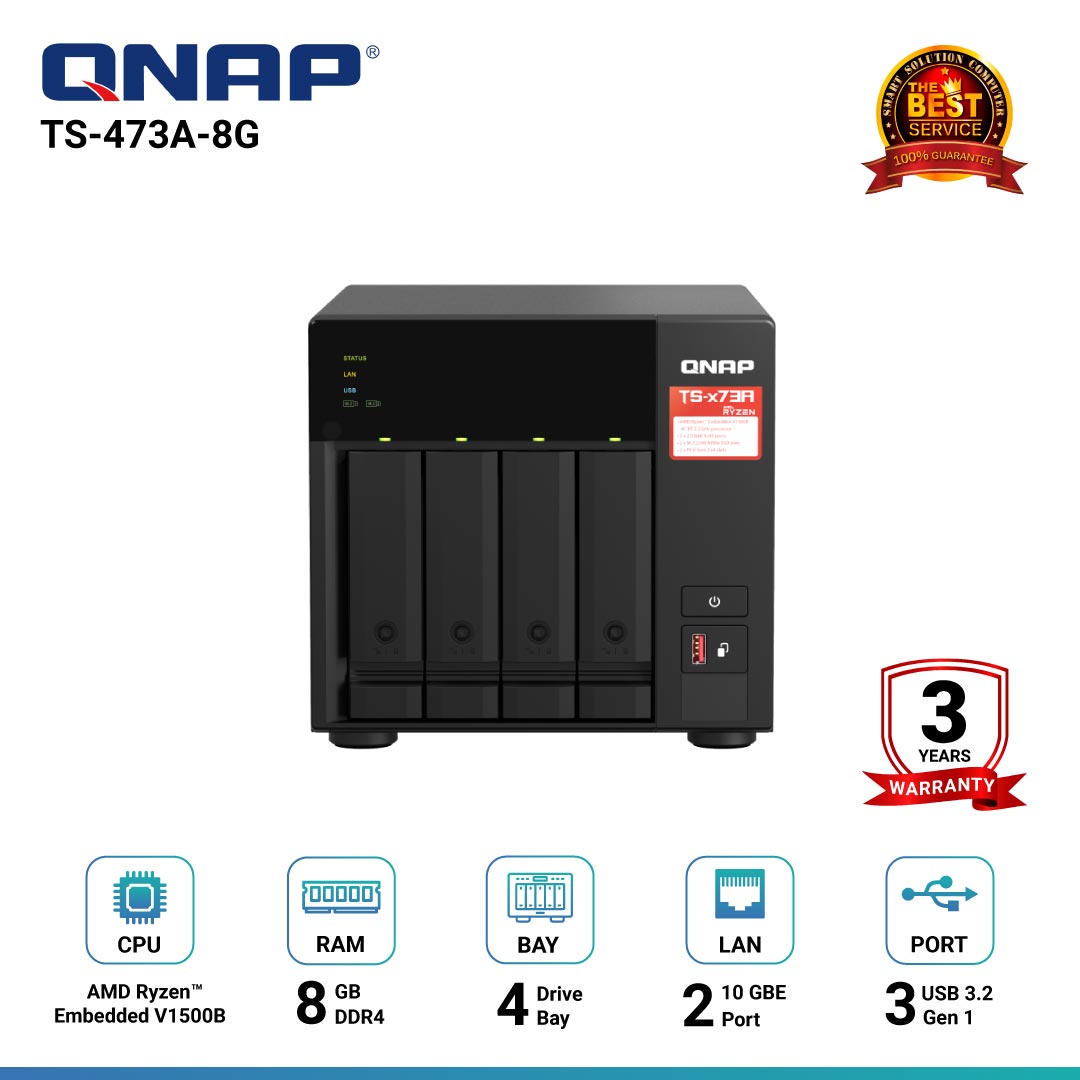 Qnap TS-473A-8G 4-Bay อุปกรณ์จัดเก็บข้อมูลบนเครือข่าย