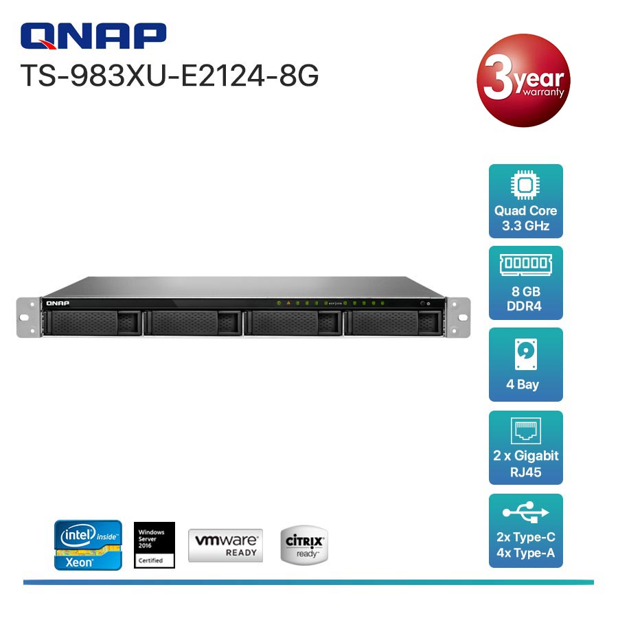 QNAP TS-983XU-E2124-8G 4-Bay + Rack mount