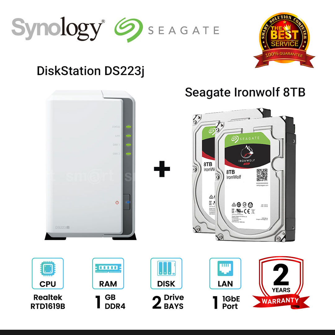 [NEW] Synology DiskStation DS223j 2-Bay + Seagate Ironwolf 4TB / 6TB / 8TB