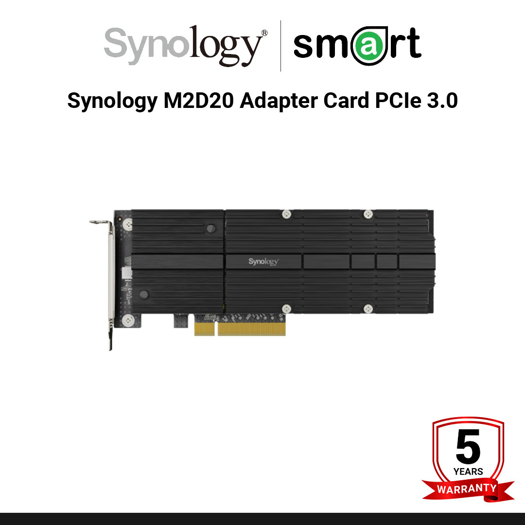 Synology M2D20 Adapter Card PCIe 3.0 x8 adapter card to support both 2280 / 22110 M.2 NVMe SSD | กรุณาติดต่อเจ้าหน้าเพื่อเช็คสินค้าก่อนทำการสั่งซื้อ