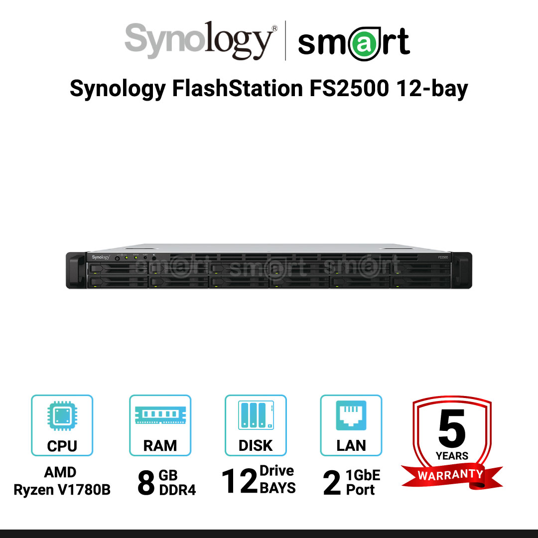 Synology FlashStation FS2500 12-bay 2.5" SATA All-flash storage  | กรุณาติดต่อเจ้าหน้าที่เพื่อขอใบเสนอราคา