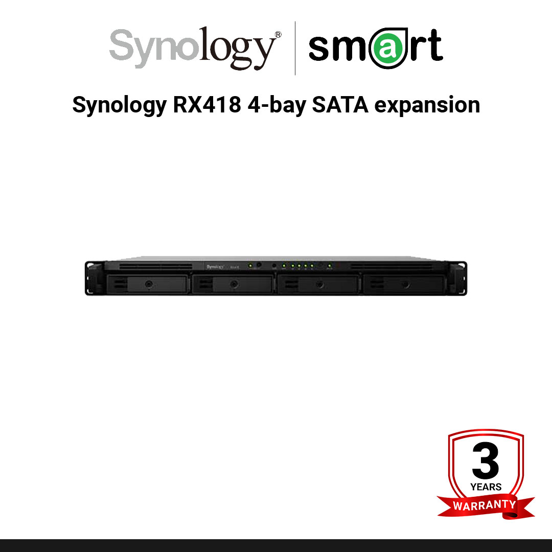 Synology RX418 4-bay SATA expansion unit for RS1219+, RS820RP+, RS820+, RS819, RS818RP+, RS818+, RS816, RS815RP+, RS815+, RS815  | กรุณาติดต่อเจ้าหน้าที่เพื่อขอใบเสนอราคา