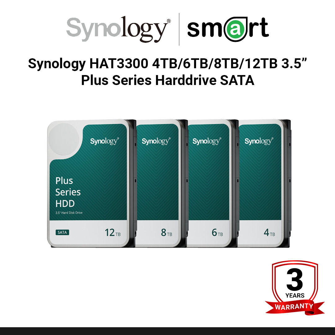 Synology HAT3300 4TB/6TB/8TB/12TB 3.5” Plus Series Harddrive SATA HDD