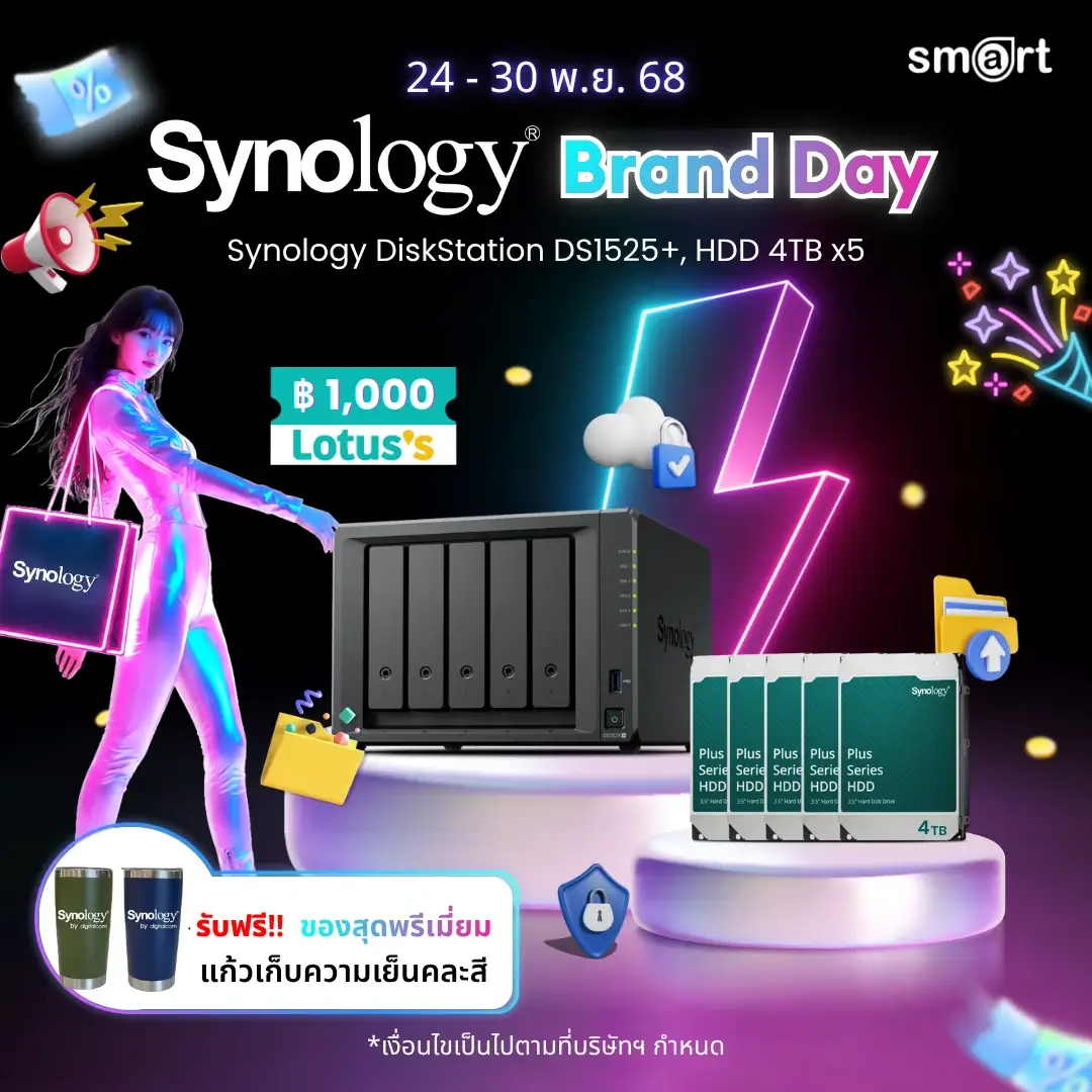 ‼️สินค้าพร้อมจำหน่าย‼️ Synology DiskStation DS1525+ 5-Bay NAS พร้อม HDD Synology จำนวน 5 ลูก