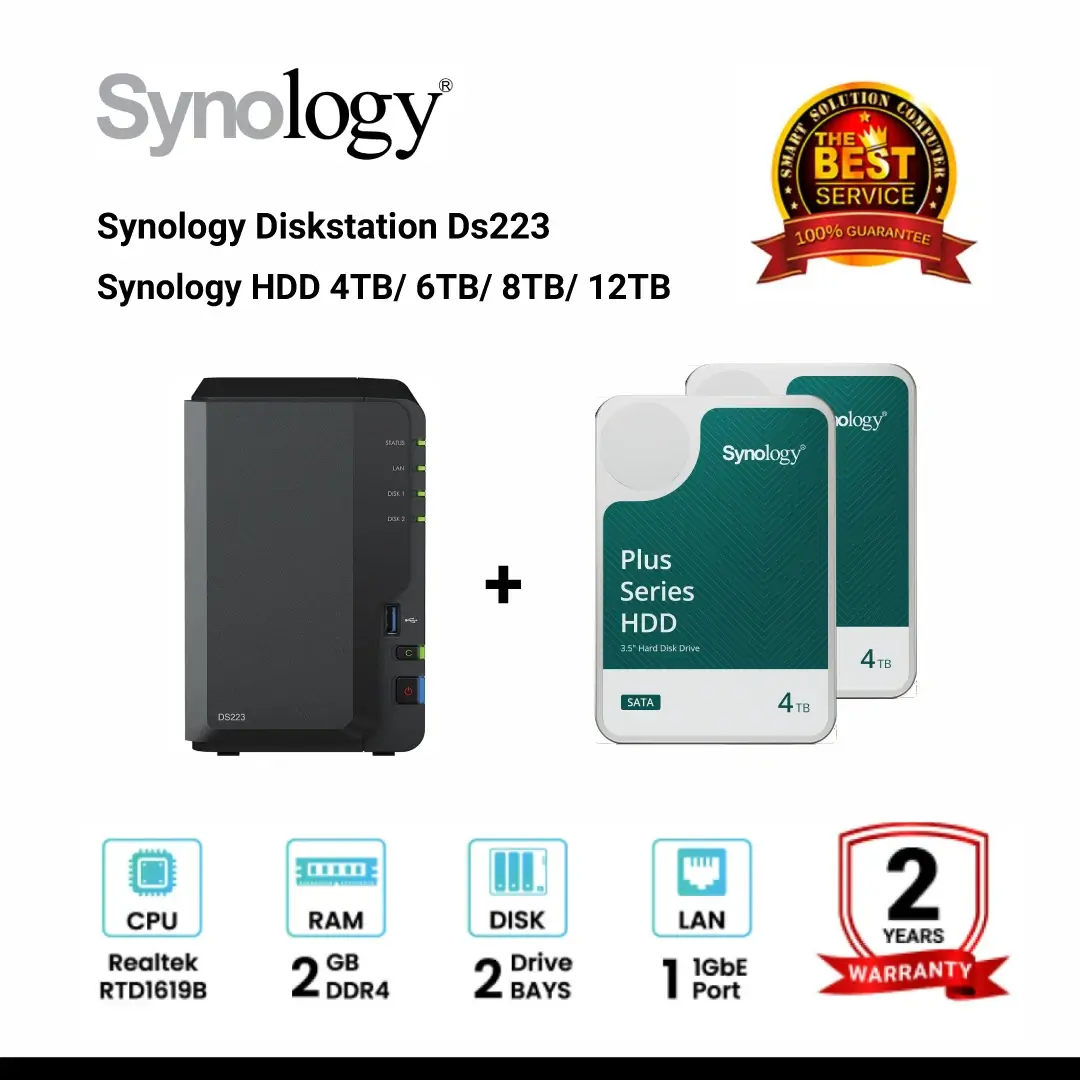 [NEW] Synology DiskStation DS223 2-Bay NAS + Synology HDD 4TB / 6TB / 8TB / 12TB