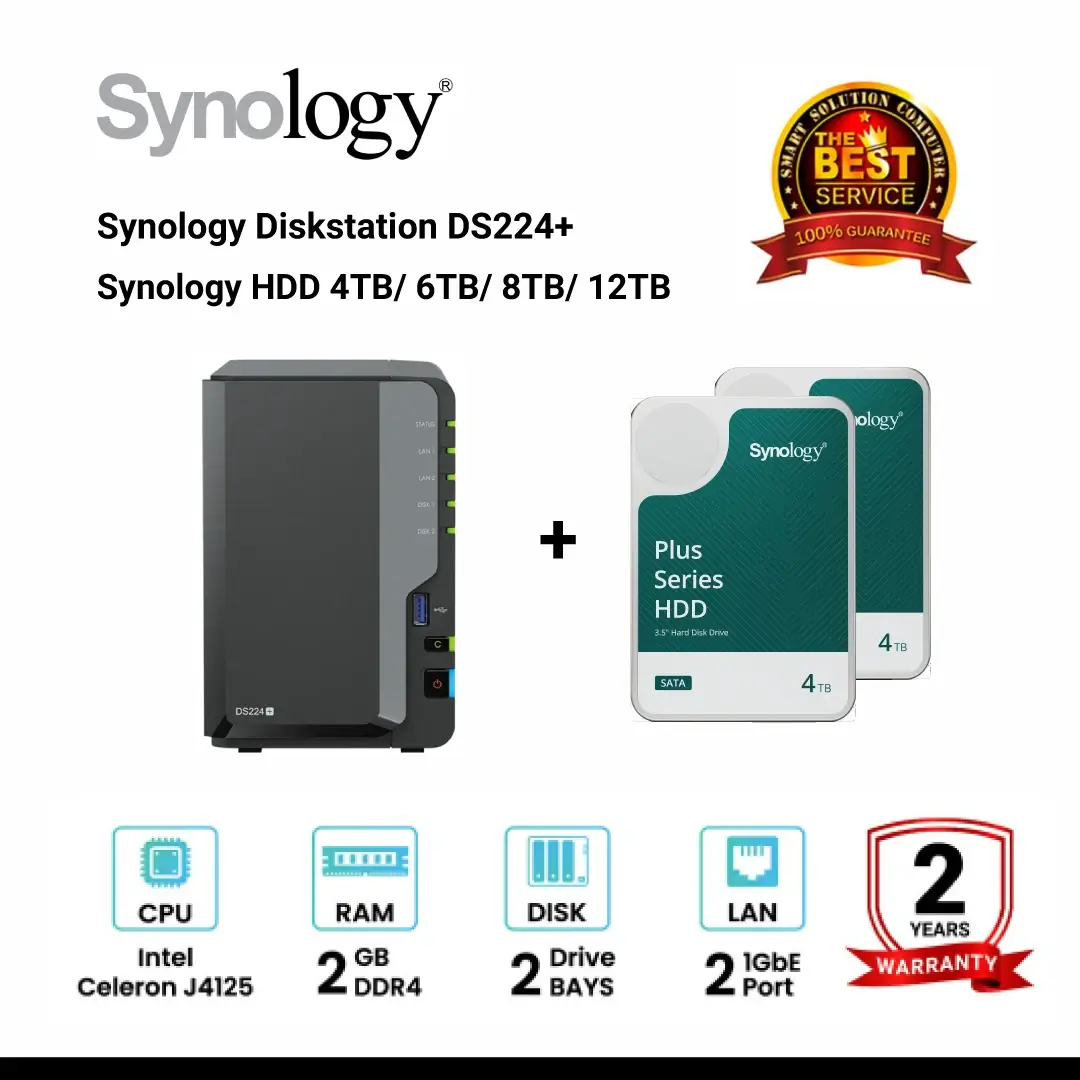 [NEW] Synology DiskStation DS224+ 2-Bay NAS + Synology HDD 4TB/6TB/8TB/12TB