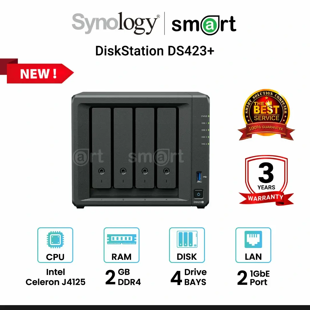 [ใช้โค้ด HLWPDSY350 ลด 350.-] [NEW] Synology DiskStation DS423+ 4-Bay NAS 