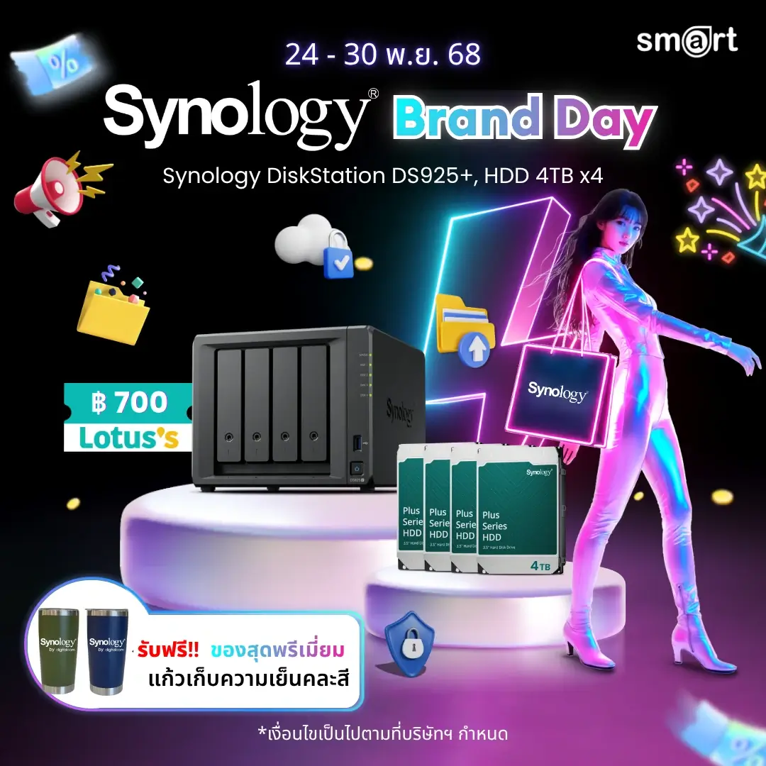 ‼️สินค้าพร้อมจำหน่าย‼️ Synology DiskStation DS925+ 4-Bay NAS พร้อม HDD Synology จำนวน 4 ลูก