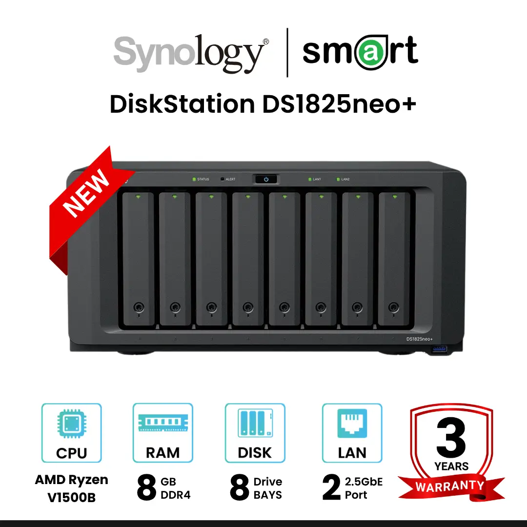 ‼️สินค้าพร้อมจำหน่าย‼️ Synology DiskStation DS1825neo+ 8-Bay NAS อุปกรณ์จัดเก็บข้อมูลบนเครือข่าย