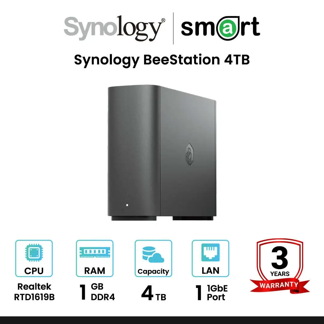 [มีสินค้าพร้อมส่ง] Synology BeeStation 4TB, Personal Cloud, built-in hard drive, AI-powered photo organizer