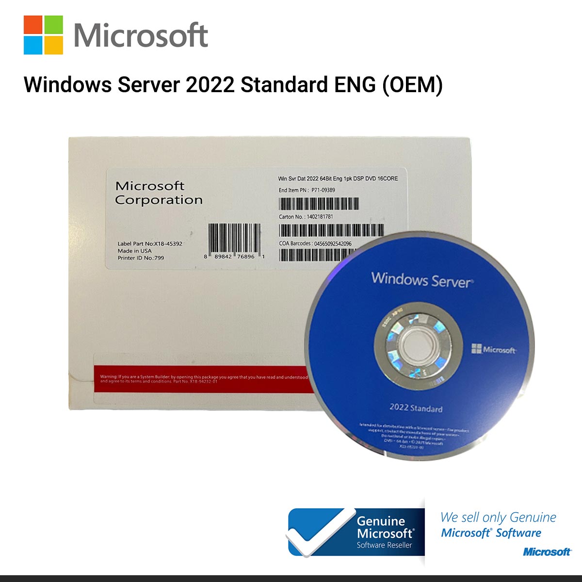 Windows Server 2022 Standard x64 En Inff 1pk DSP OEI USB 16 CORE (P73-08328)