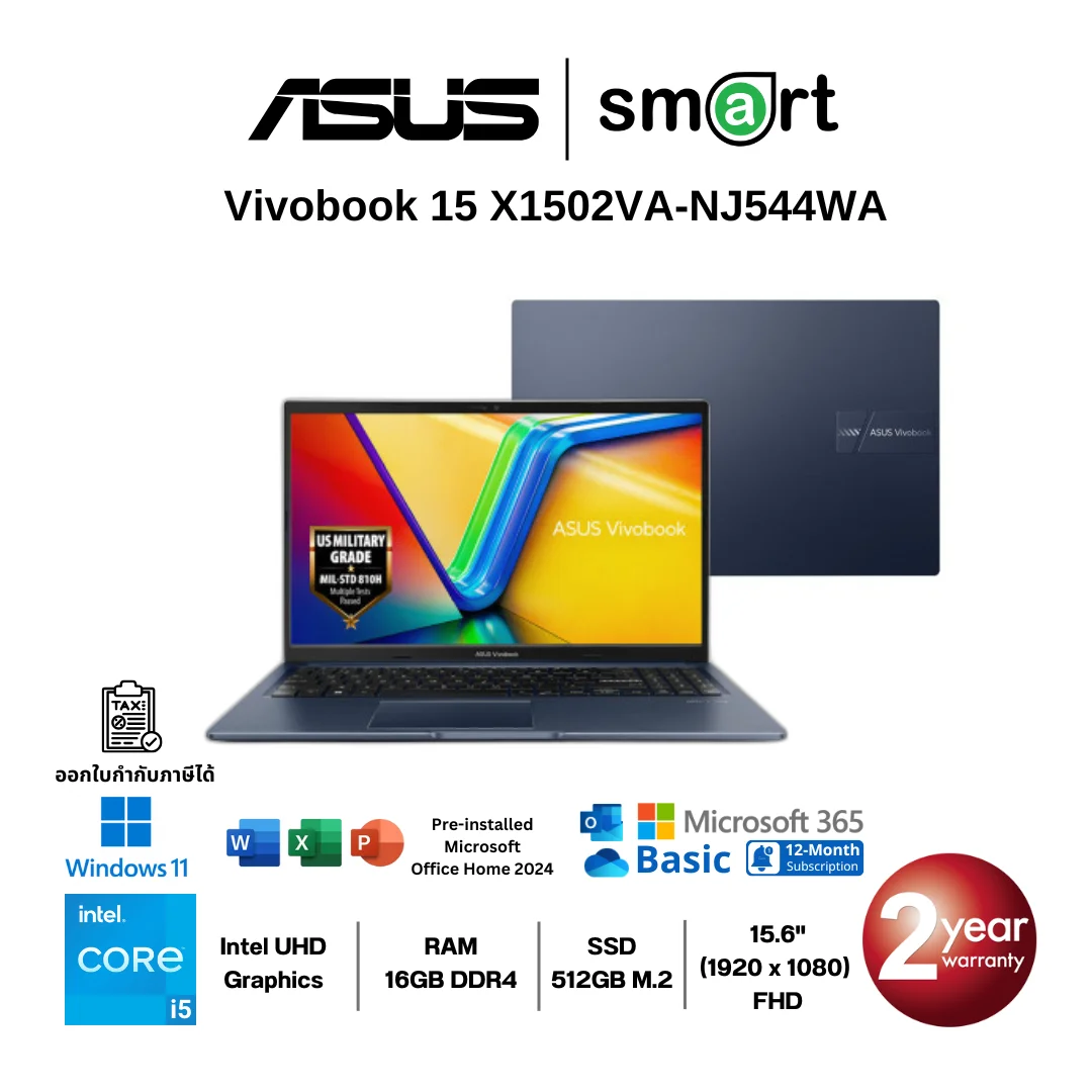 [ใช้โค้ด MAYBTS0300 ลดทันที 300.-]ASUS Vivobook 15 X1502VA-NJ544WA i5-13420H/16GB/512GB/15.6"/Win11+Office (Quiet Blue)
