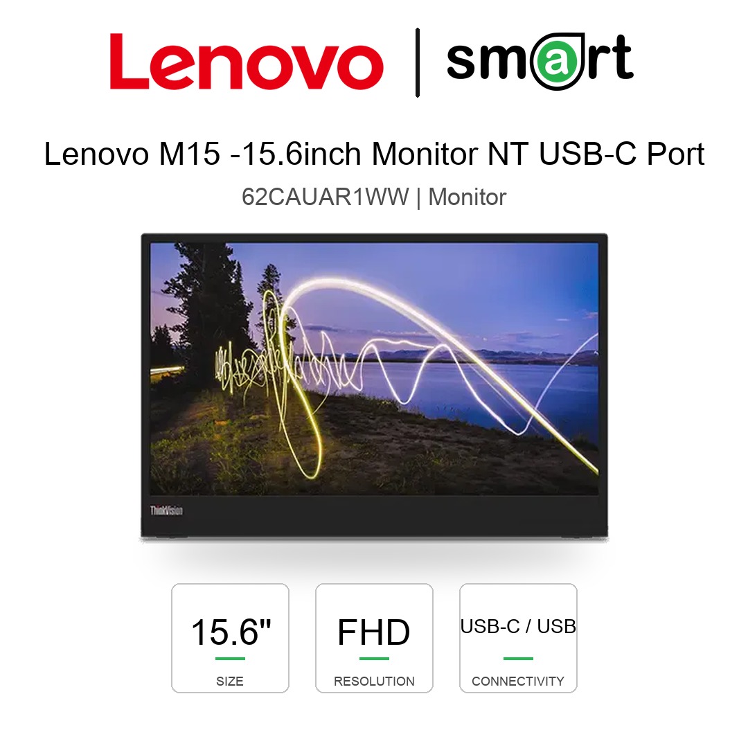 Lenovo ThinkVision M15 15.6" FHD (1920x1080) IPS Monitor NT USB-C Port