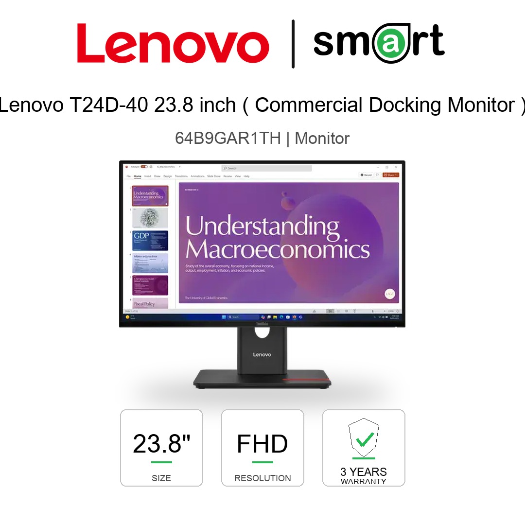 Lenovo ThinkVision T24D-40 23.8-inch IPS 120Hz Monitor (HDMI , Displayport , VGA , USB)